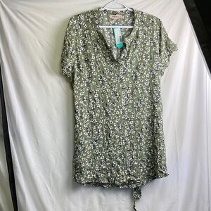 Full Moon Maternity Green Floral Maternity Blouse